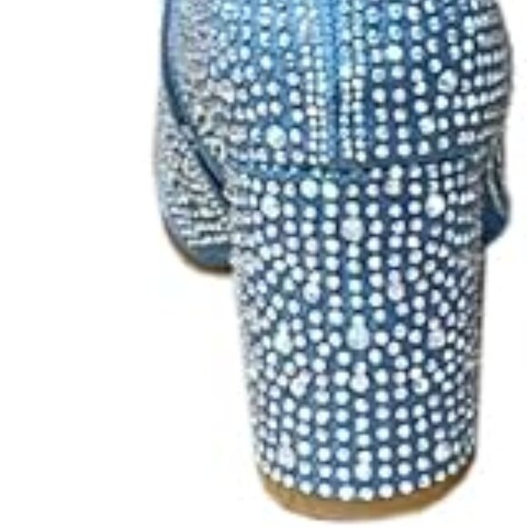 NWOB ABSOLEX Rhinestone Block Medium Heel Knee High Boots - Picture 4 of 8